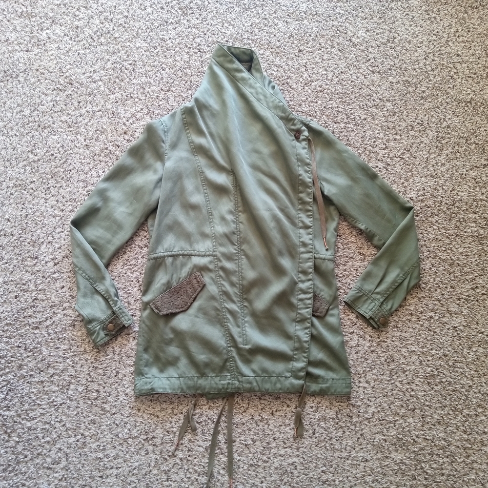 Anthropologie Hei Hei Etta Layered Drawstring Anorak Jacket Lace Green Size XS - Picture 2 of 12